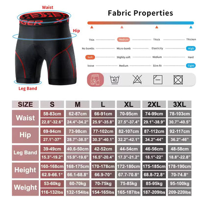 X-TIGER Herren Fahrradunterwäsche Shorts 5D Gepolstert