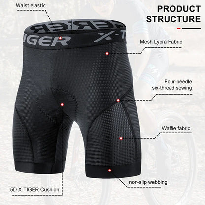 X-TIGER Herren Fahrradunterwäsche Shorts 5D Gepolstert