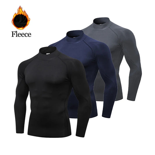 Sport Langarm Shirt Männer High Neck Kompression Shirt