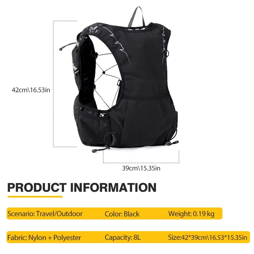 Trail Running Rucksack 8L Ultraleichte Weste