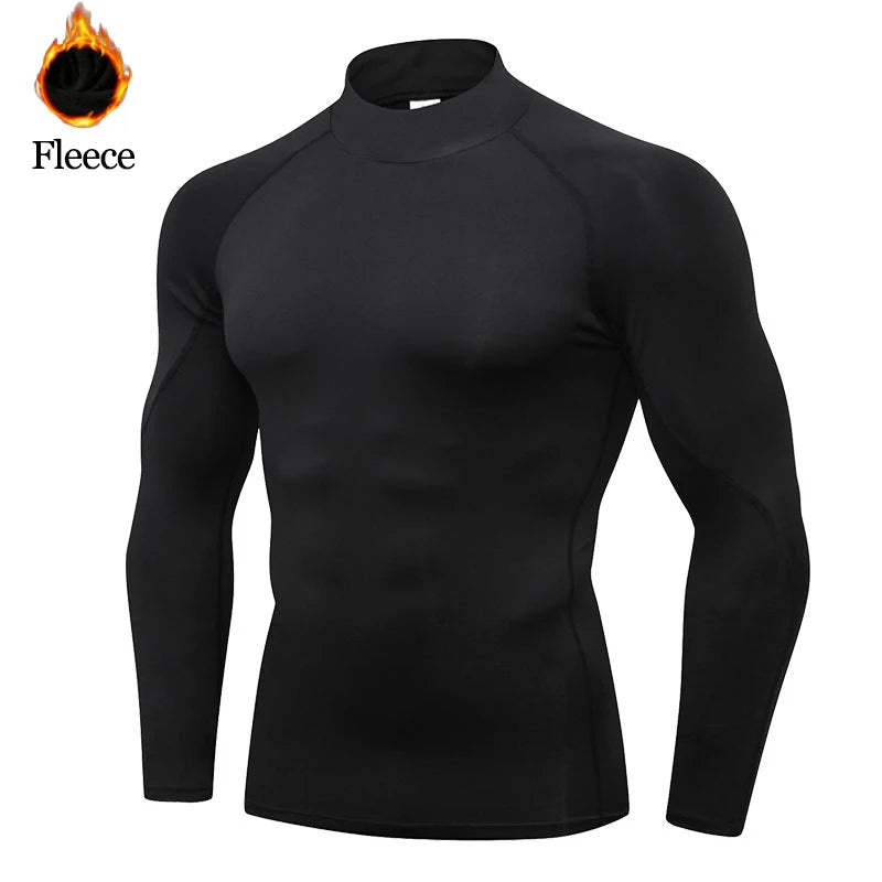 Sport Langarm Shirt Männer High Neck Kompression Shirt