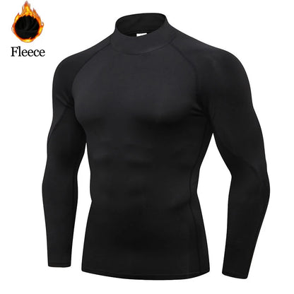 Sport Langarm Shirt Männer High Neck Kompression Shirt