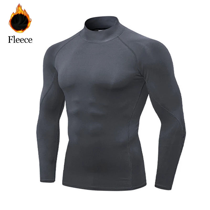 Sport Langarm Shirt Männer High Neck Kompression Shirt