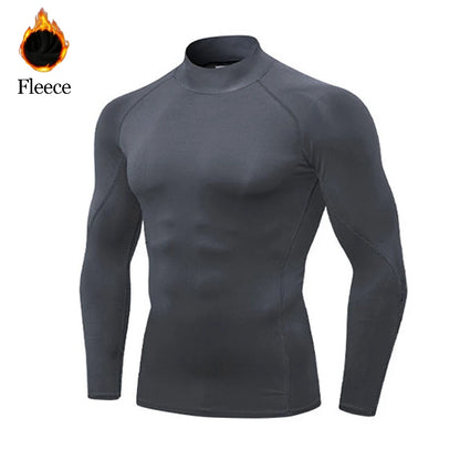 Sport Langarm Shirt Männer High Neck Kompression Shirt